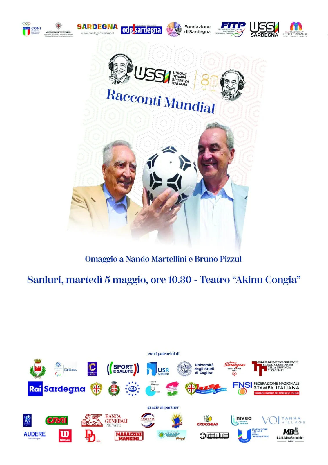 Locandina USSI80 di Sanluri, con programma, partecipanti e loghi dei partner.